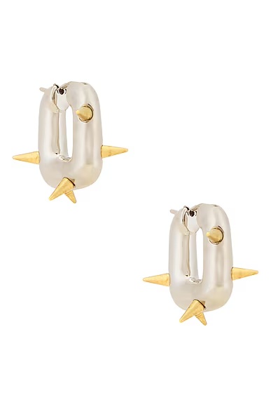 Hoop Spike Earrings Silver & Semi Matte Gold