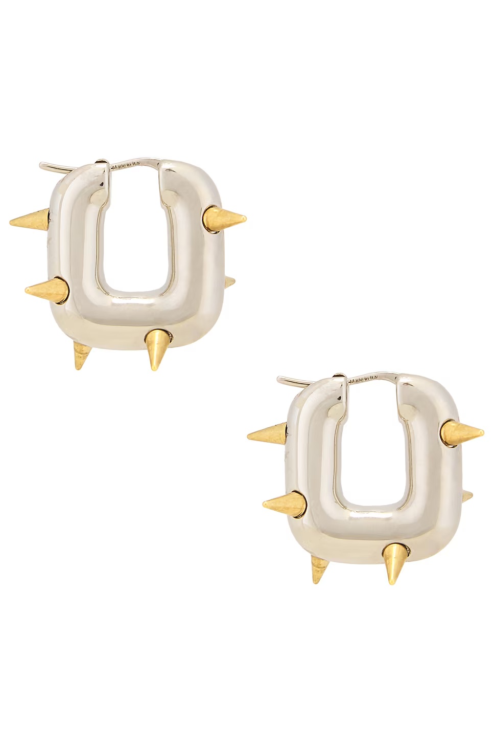 Hoop Spike Earrings Silver & Semi Matte Gold
