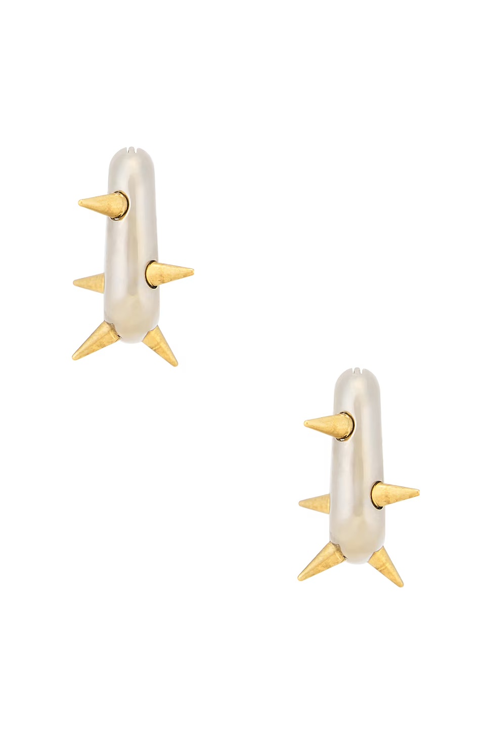 Hoop Spike Earrings Silver & Semi Matte Gold