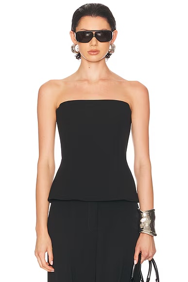 Topstitching Corset Top Black