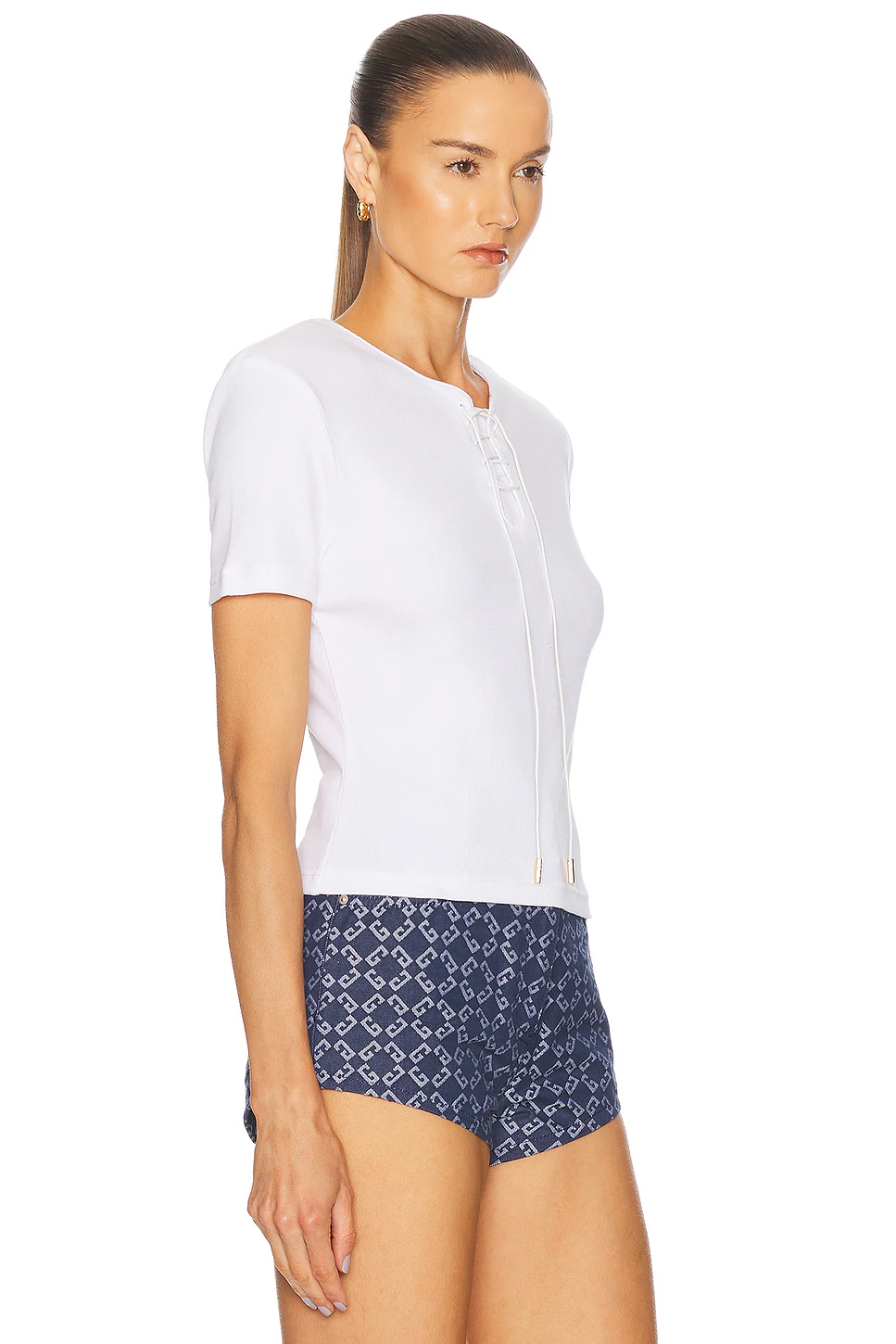 Lace Up Short Sleeve T-shirt White