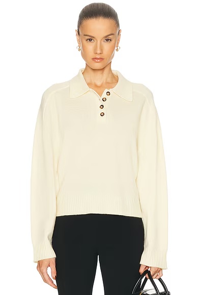Homere Saddle Sleeve Polo Sweater Butter
