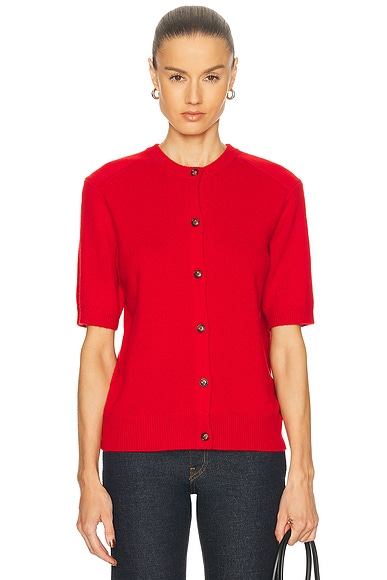 Jodi Saddle Short Sleeve Cardigan Red