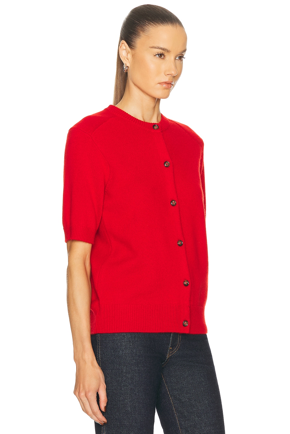 Jodi Saddle Short Sleeve Cardigan Red
