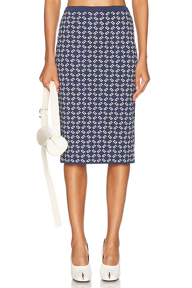 High Waist Midi Skirt Denim Blue