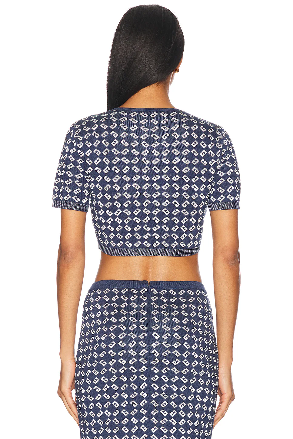 Cropped Crewneck Top Denim Blue