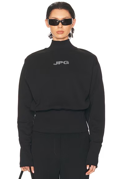 Cropped Crew Neck Jpg Sweater Black & Dark Grey