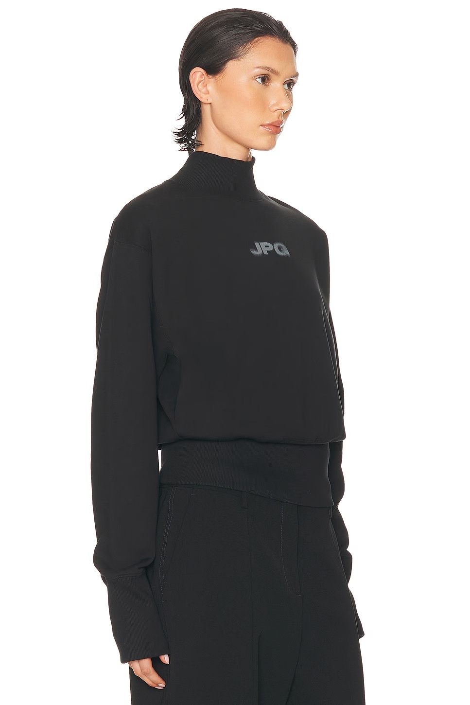 Cropped Crew Neck Jpg Sweater Black & Dark Grey