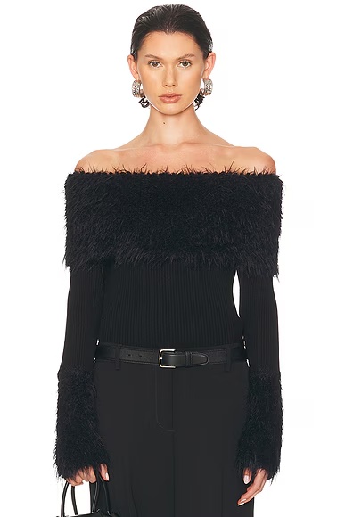 Ribbed Hairy Sweater Black