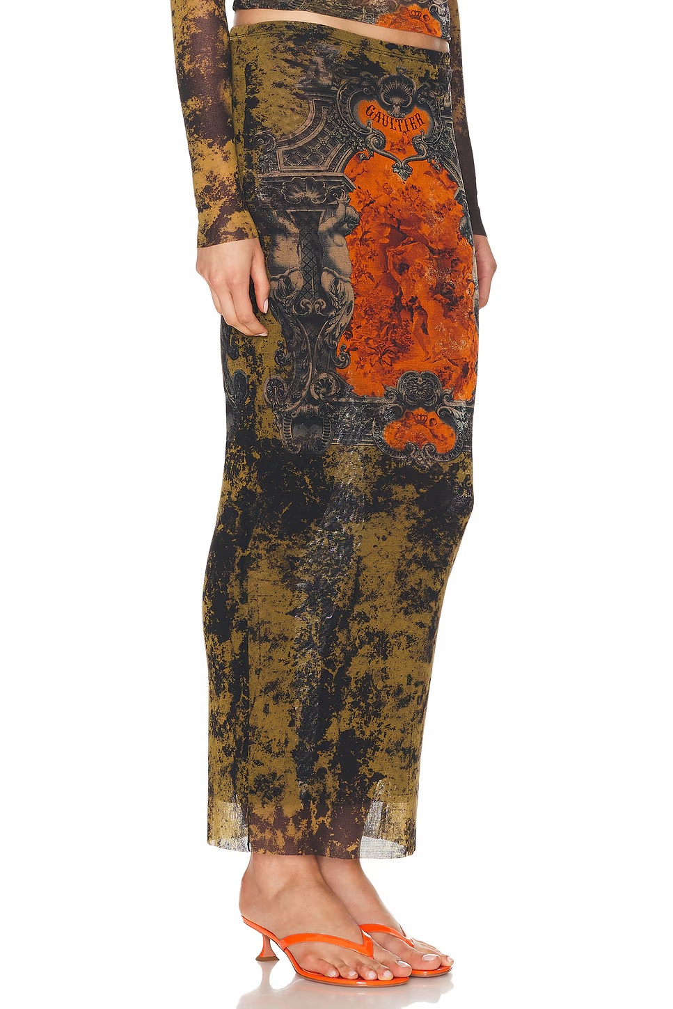 Médaillon Long Skirt Black, Khaki, & Orange