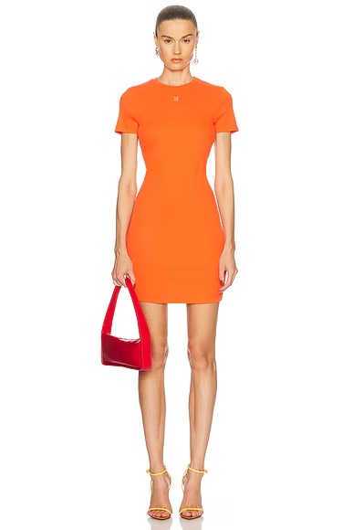 4g Short Sleeve Mini Dress Orange
