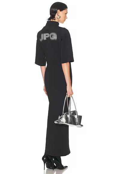 High Neck Long Dress Dark Grey