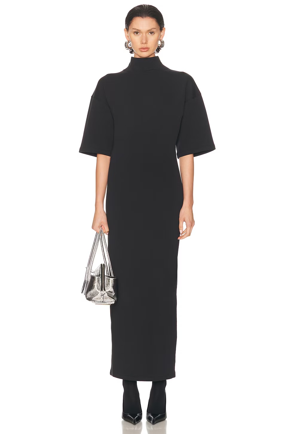 High Neck Long Dress Dark Grey