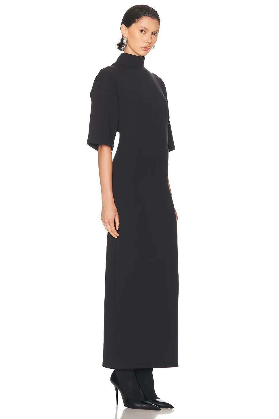 High Neck Long Dress Dark Grey