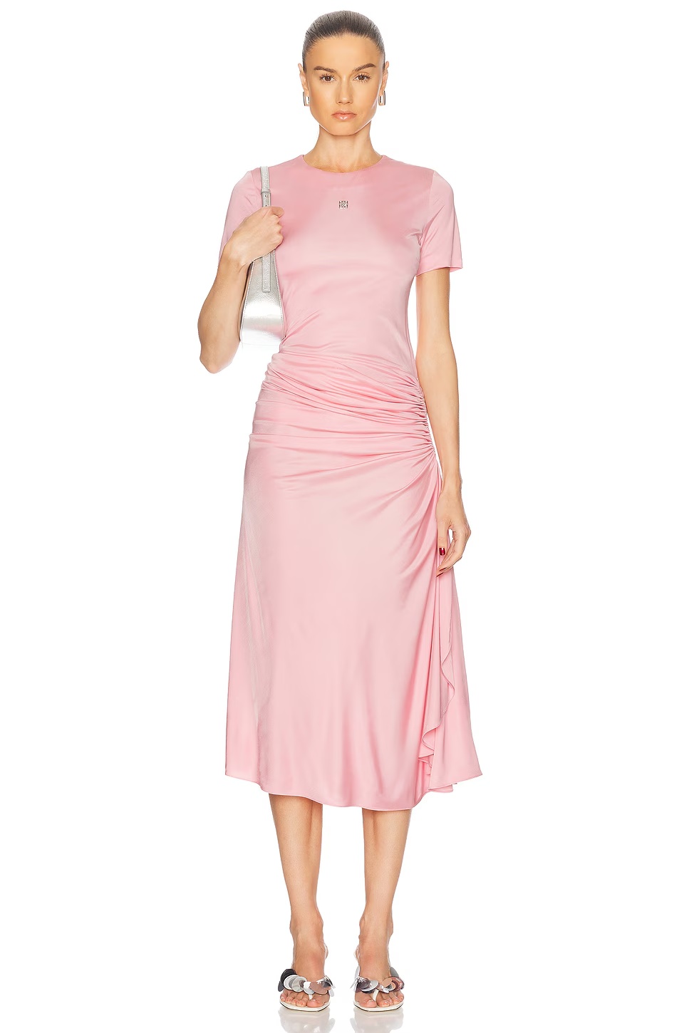 Draped Midi Dress Candy Pink