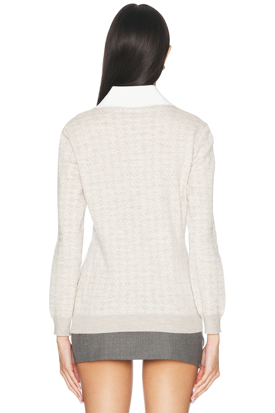 Long Sleeve Polo Top Beige