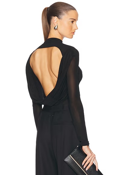 Backless Long Sleeve Top Black