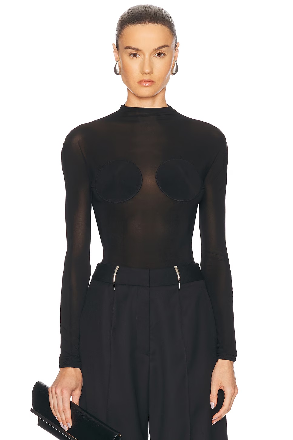 Backless Long Sleeve Top Black