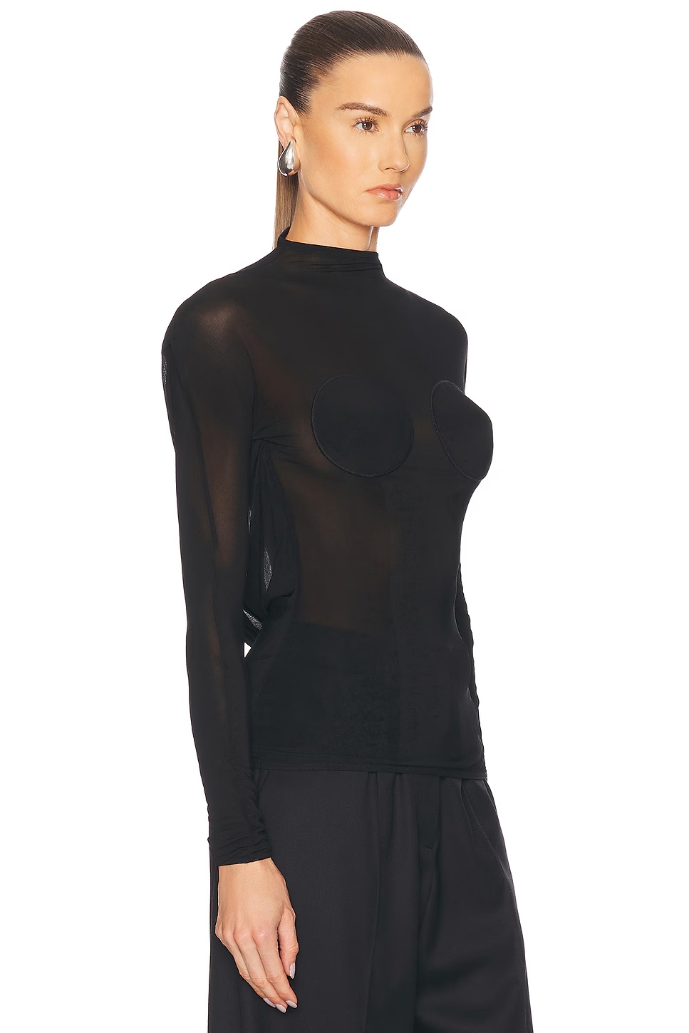 Backless Long Sleeve Top Black