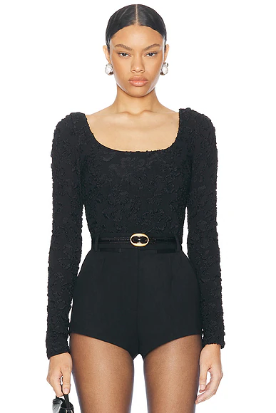 Boat Neck Long Sleeve Top Black