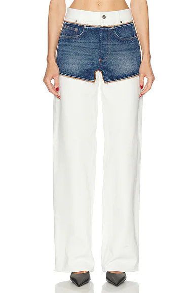 Petit Grand Wide Leg Jeans Ecru & Vintage Blue