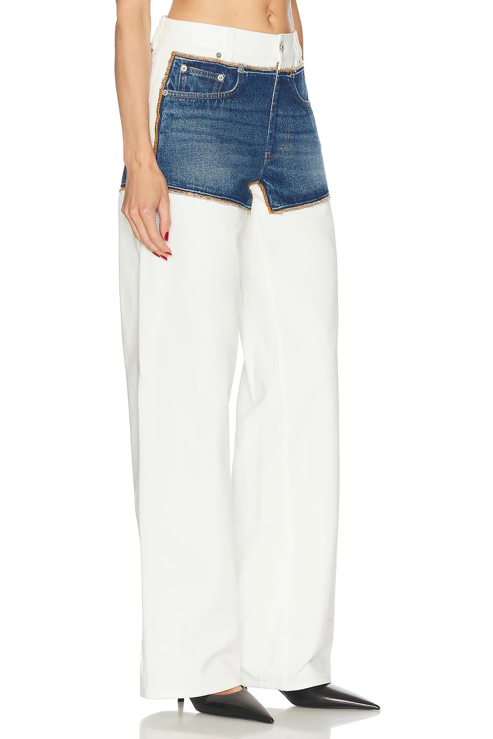 Petit Grand Wide Leg Jeans Ecru & Vintage Blue