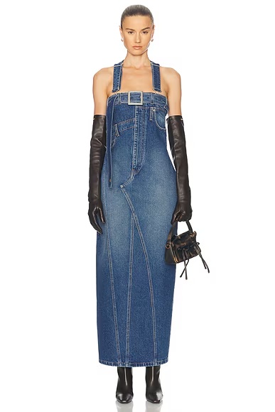 Overall Detail Denim Dress Vintage Blue