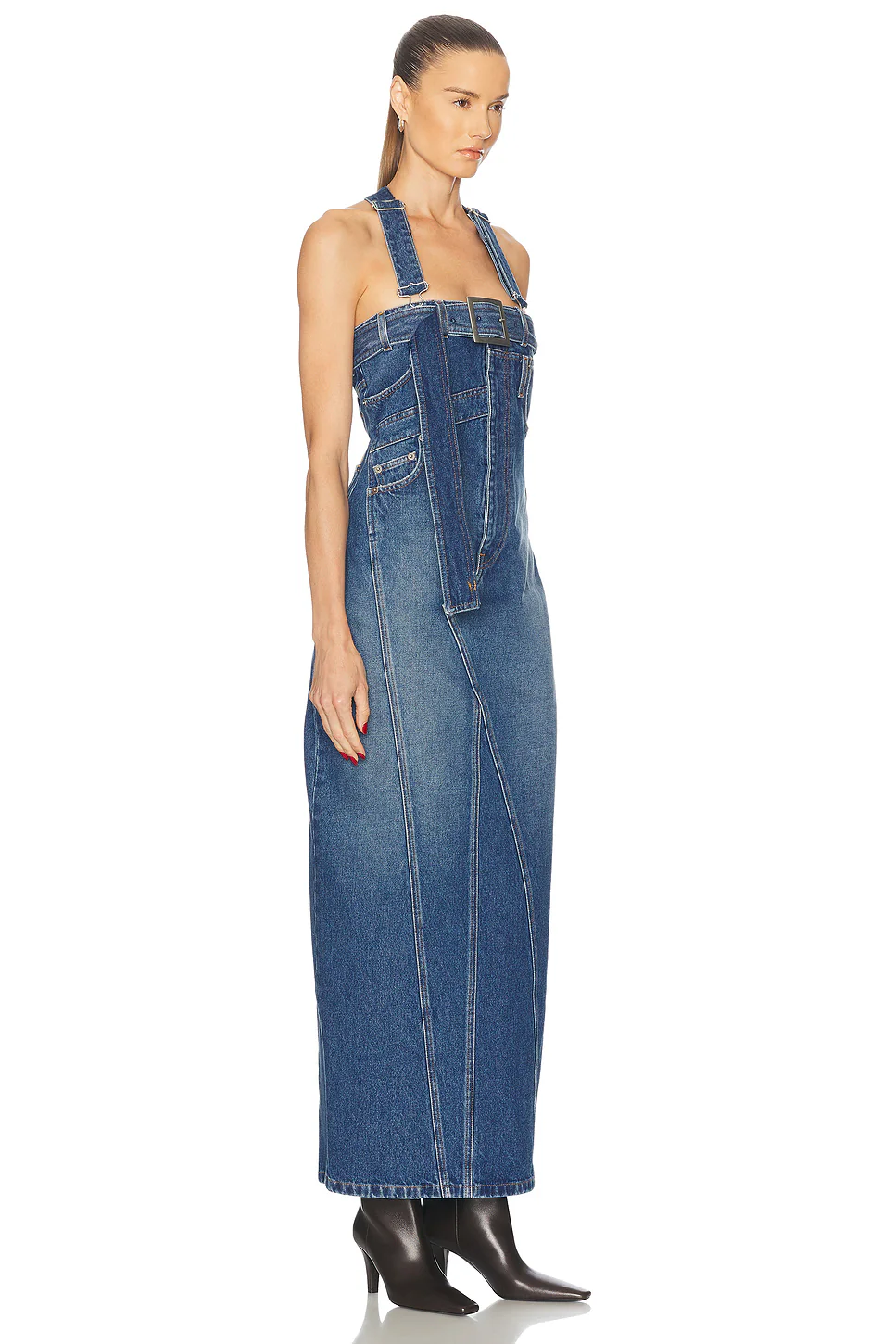 Overall Detail Denim Dress Vintage Blue