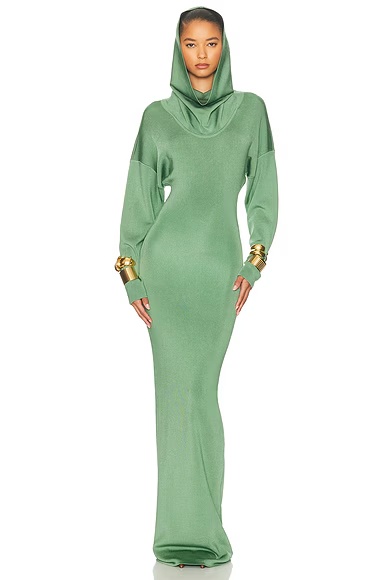 Emmalynn Cowl Shine Gown Green