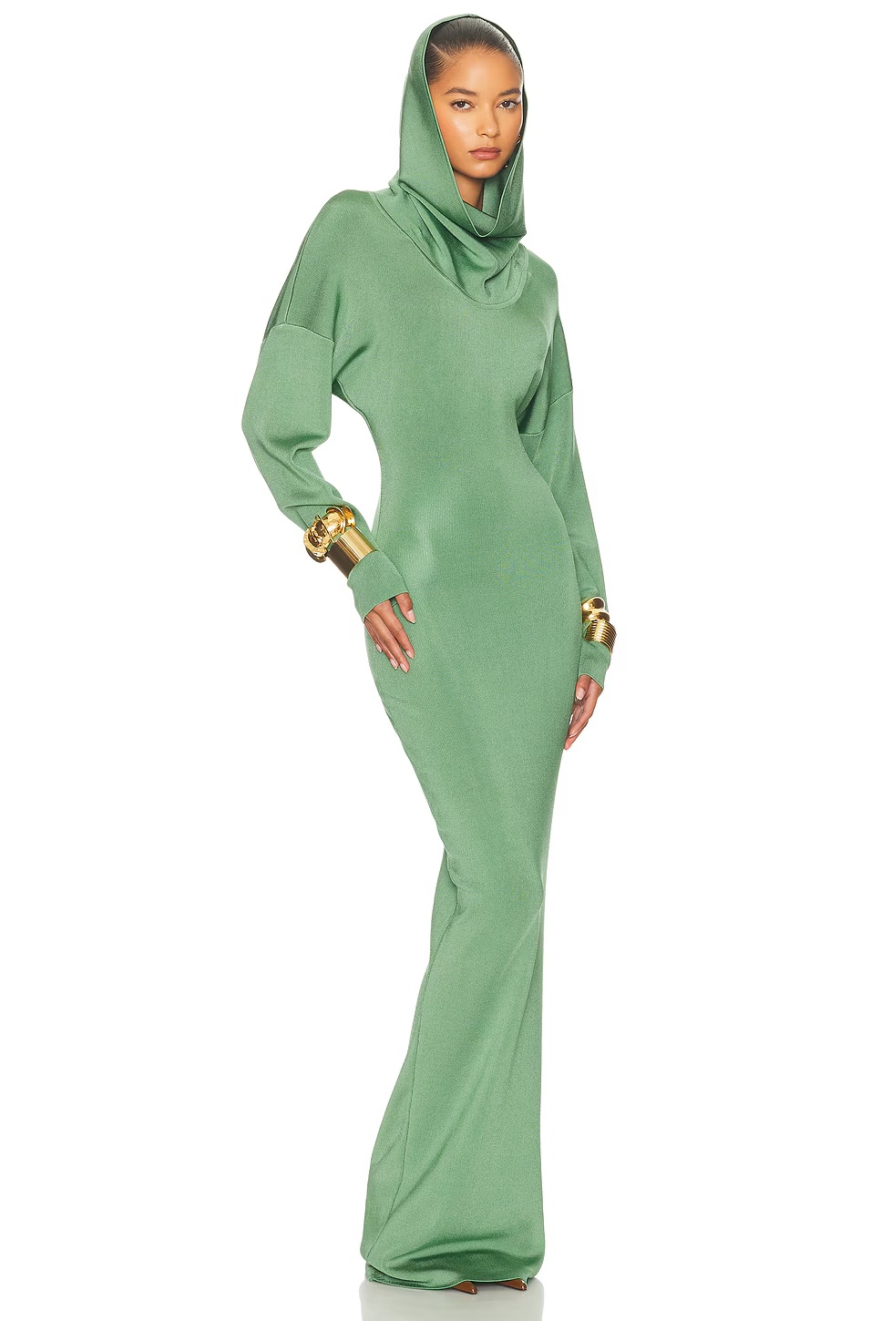 Emmalynn Cowl Shine Gown Green