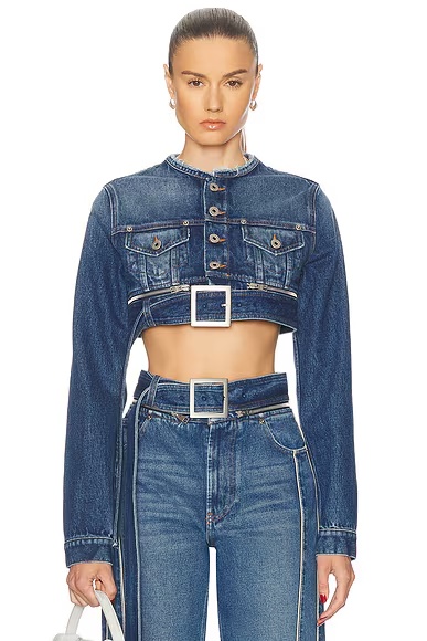 Super Cropped Denim Jacket Vintage Blue