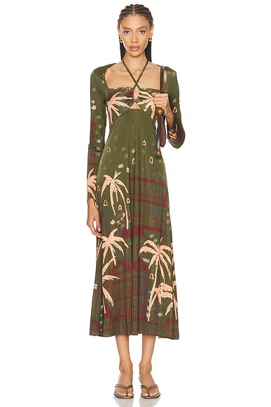 Eternal Tropical Ankle Dress Green