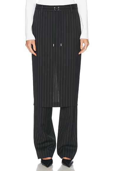 Pinstripe Tailored Pant Skirt Black & White