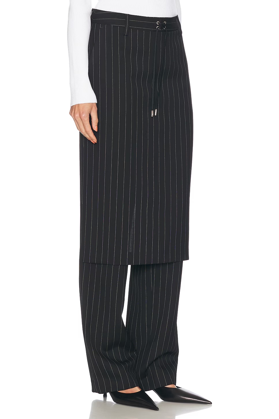 Pinstripe Tailored Pant Skirt Black & White