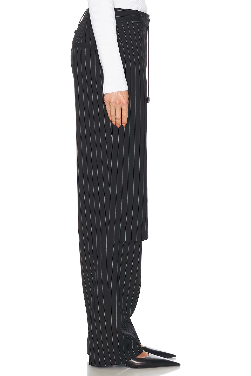 Pinstripe Tailored Pant Skirt Black & White