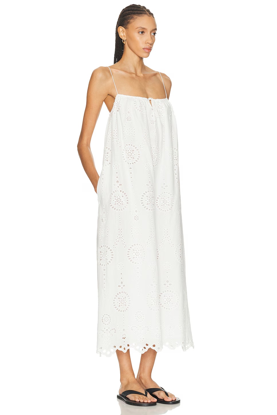 Broderie Cami Midi Dress White