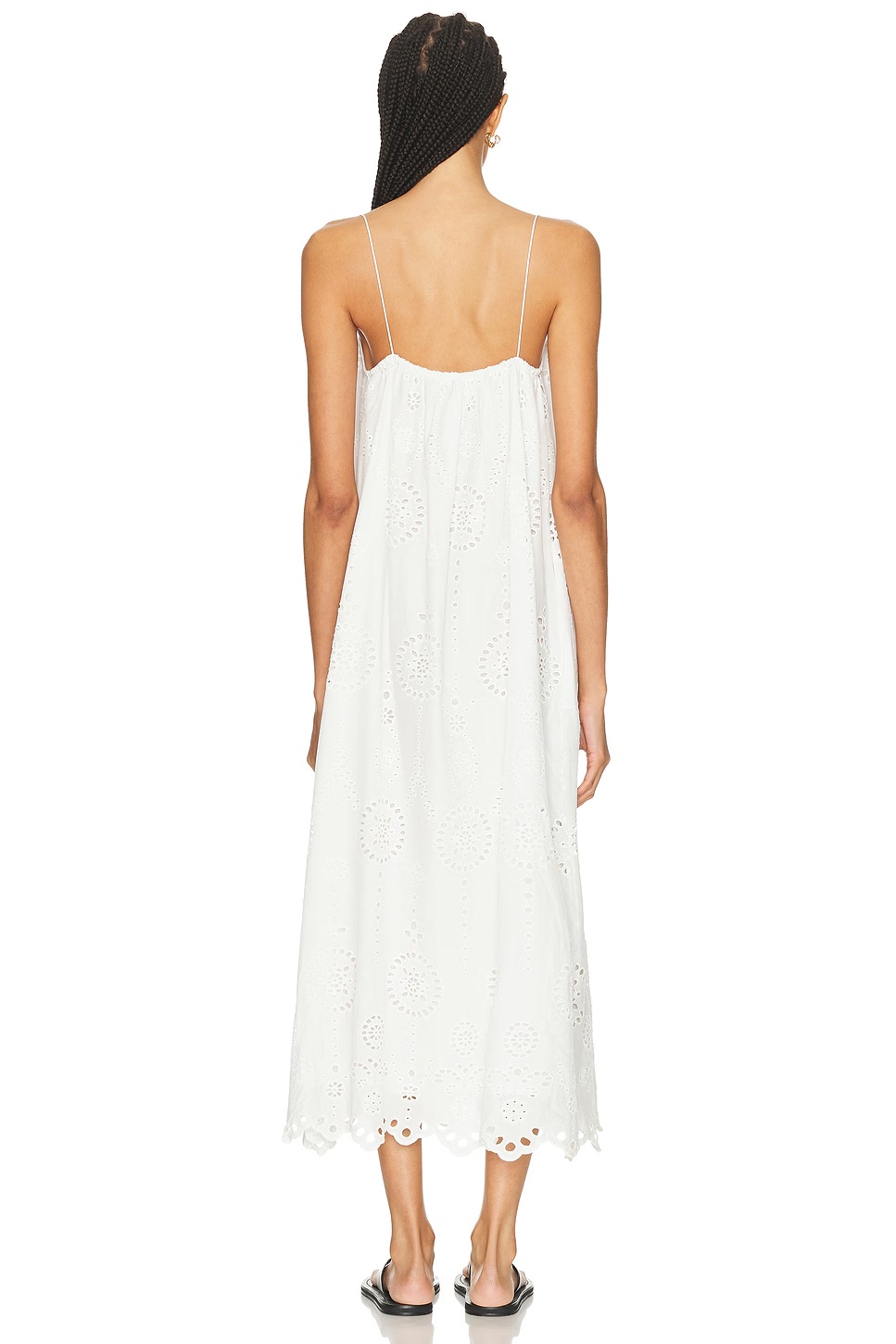 Broderie Cami Midi Dress White