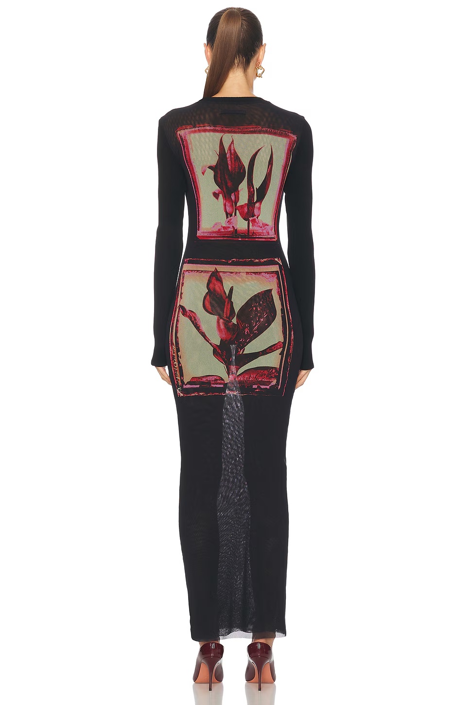 Flowers Cadres Long Dress Black, Pink, & Mint