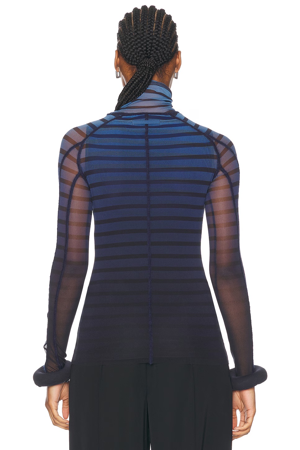 3d Cuff Long Sleeve Top Black, Navy, & Light Blue