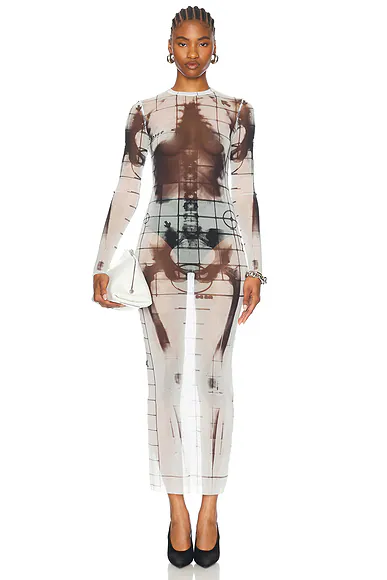 Squeletor Long Dress White & Black
