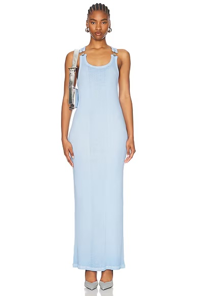 Overall Clip Long Dress Baby Blue