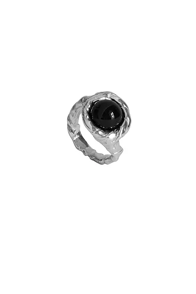 Lago Ring Silver & Black