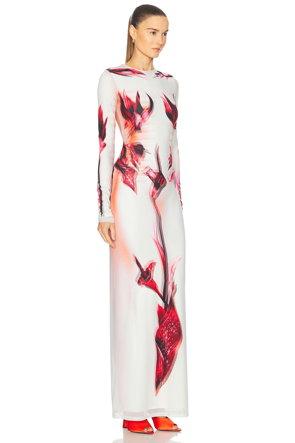 Flower Body Morphing Mariniere Long Dress Mint, Pale Pink, & Red