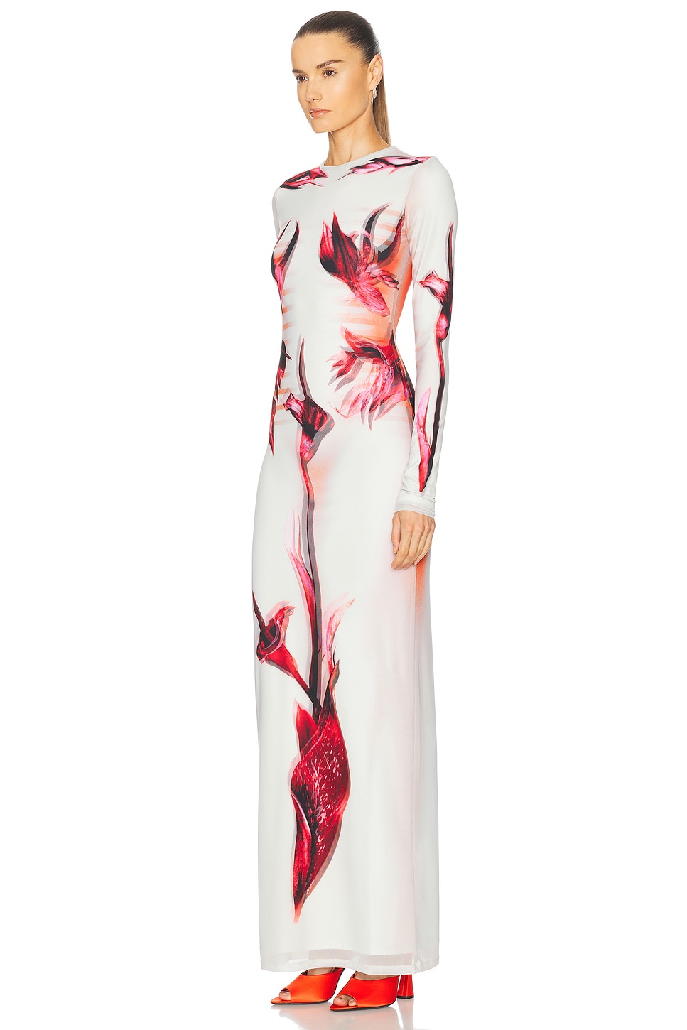 Flower Body Morphing Mariniere Long Dress Mint, Pale Pink, & Red