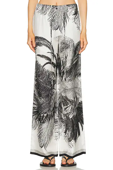 Feather Print Pant White & Black