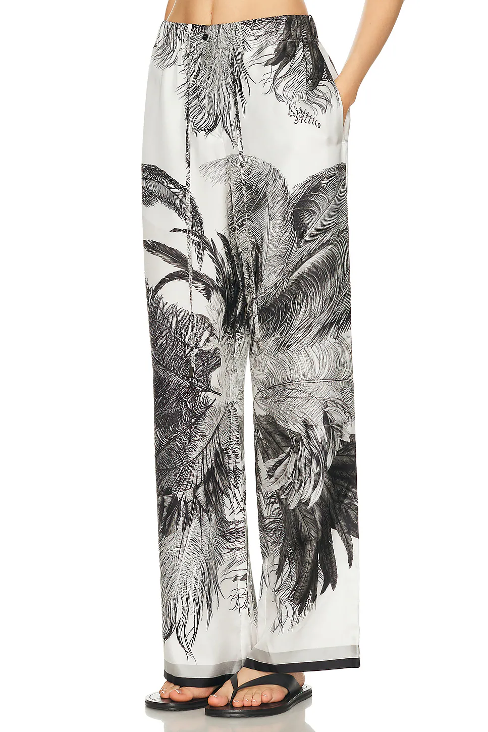Feather Print Pant White & Black