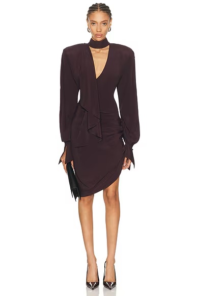 Long Sleeve Mini Dress Dark Plum