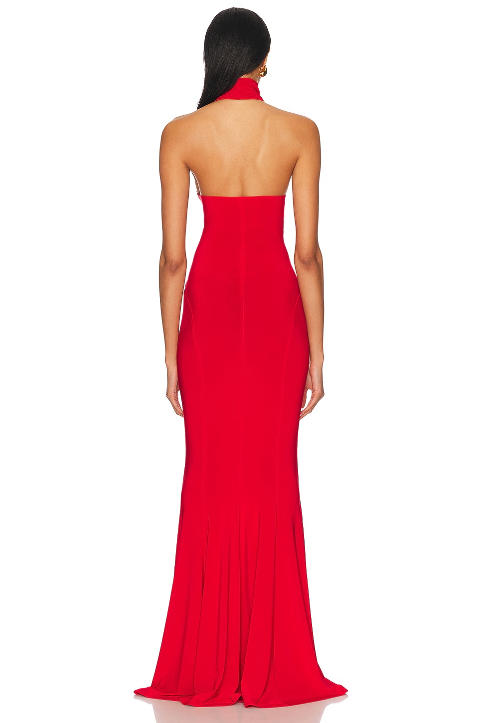 for FWRD Halter Turtle Fishtail Gown Tiger Red