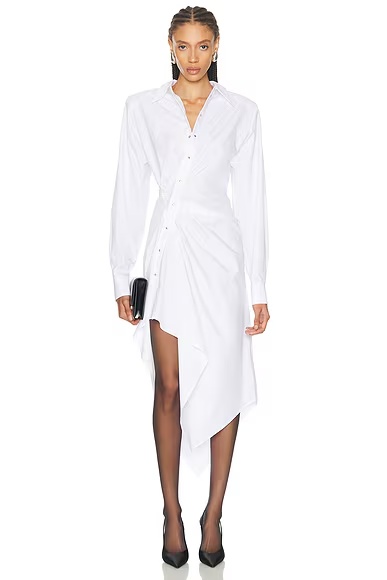 Asymmetrical Shirt Dress Optic White