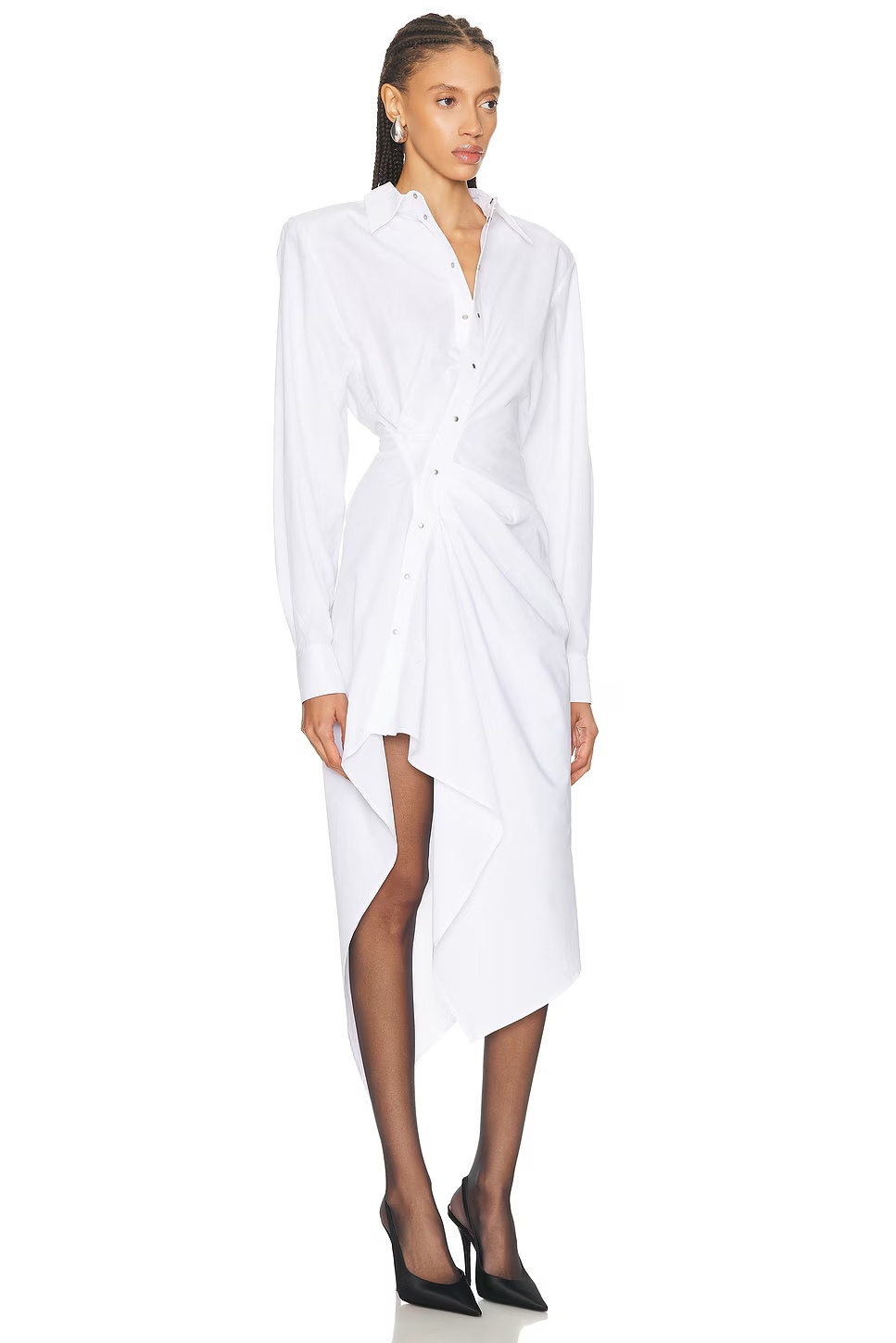 Asymmetrical Shirt Dress Optic White